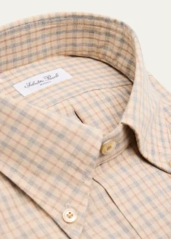 Salvatore PiccoloMen's Cotton Micro-Plaid Pocket Button-Down Shirt