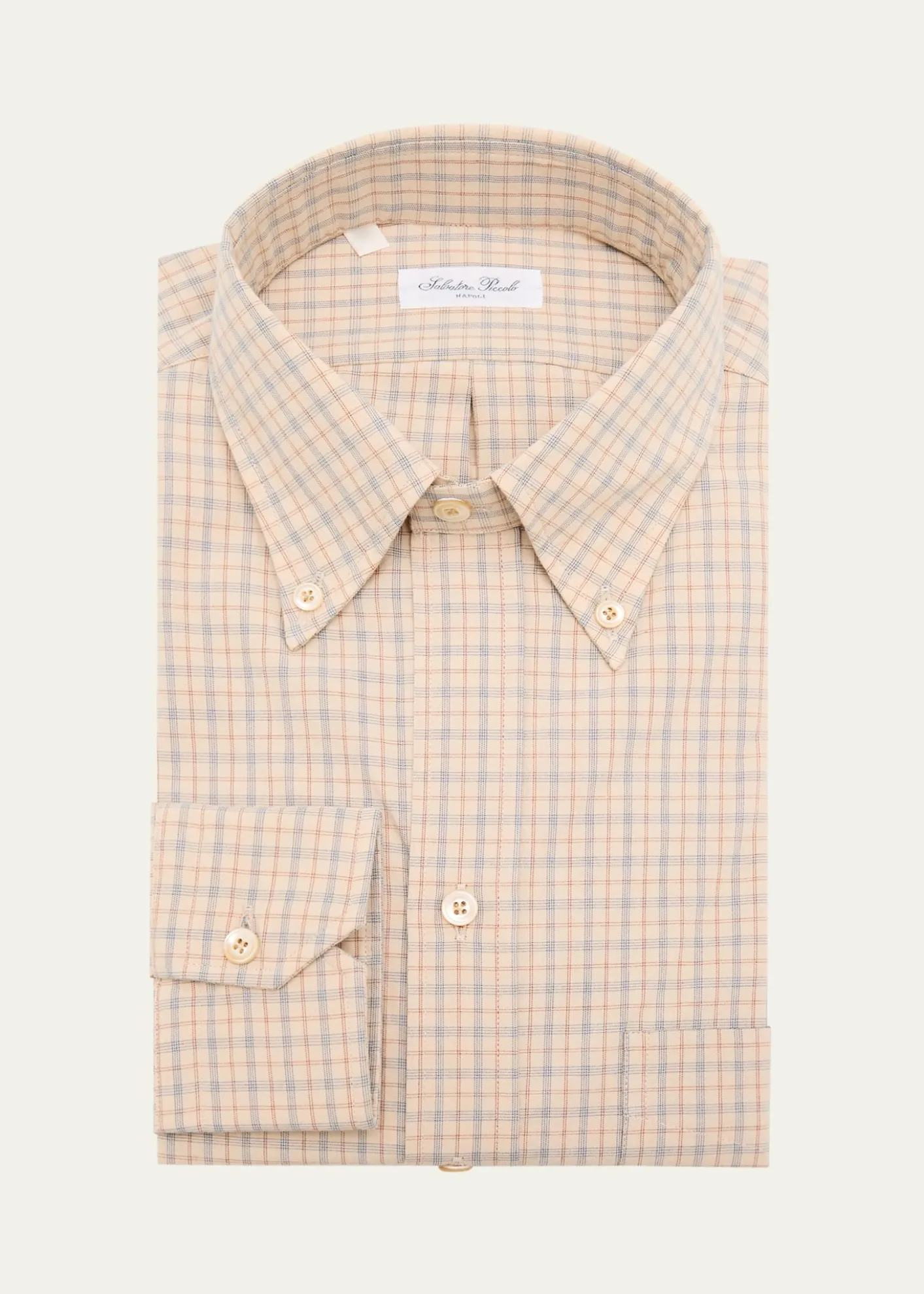 Salvatore PiccoloMen's Cotton Micro-Plaid Pocket Button-Down Shirt
