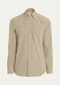 Salvatore PiccoloMen's Cotton Micro-Grid Check Button-Down Shirt
