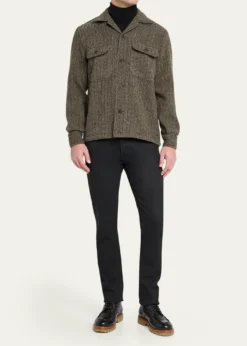 Salvatore PiccoloMen's Herringbone Wool Dual-Pocket Overshirt