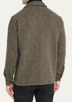 Salvatore PiccoloMen's Herringbone Wool Dual-Pocket Overshirt