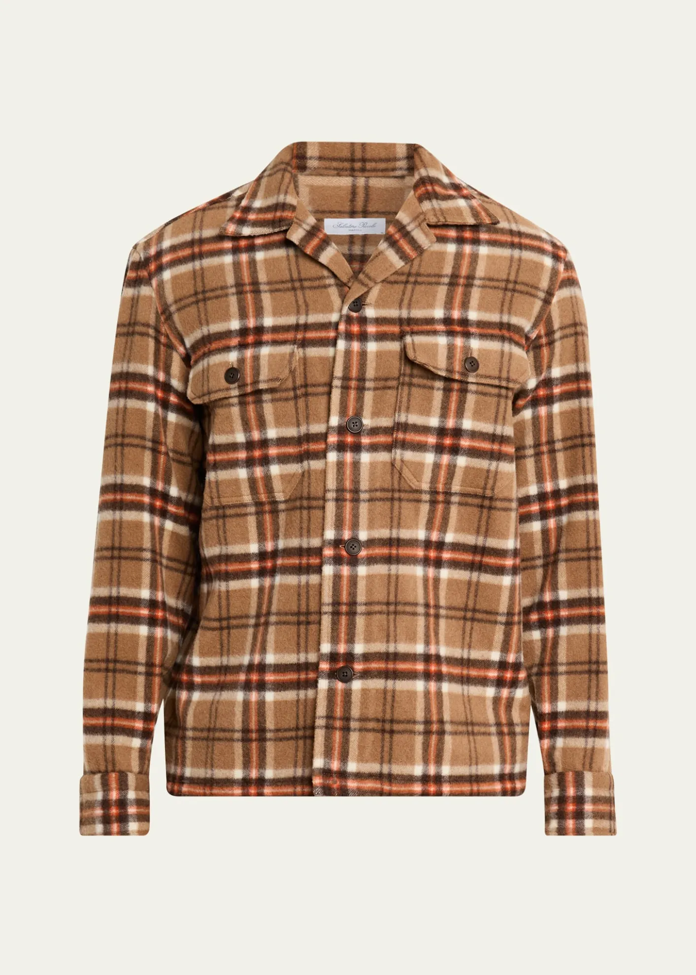 Salvatore PiccoloMen's Wool and Cashmere Double-Pocket Plaid Overshirt
