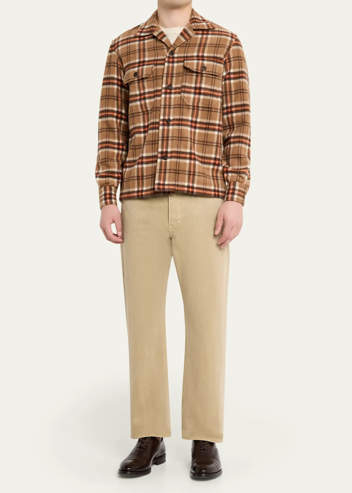 Salvatore PiccoloMen's Wool and Cashmere Double-Pocket Plaid Overshirt