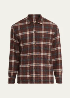 Salvatore PiccoloMen's Wool and Nylon Plaid Overshirt