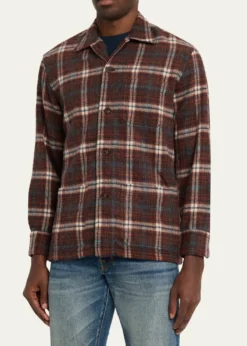 Salvatore PiccoloMen's Wool and Nylon Plaid Overshirt