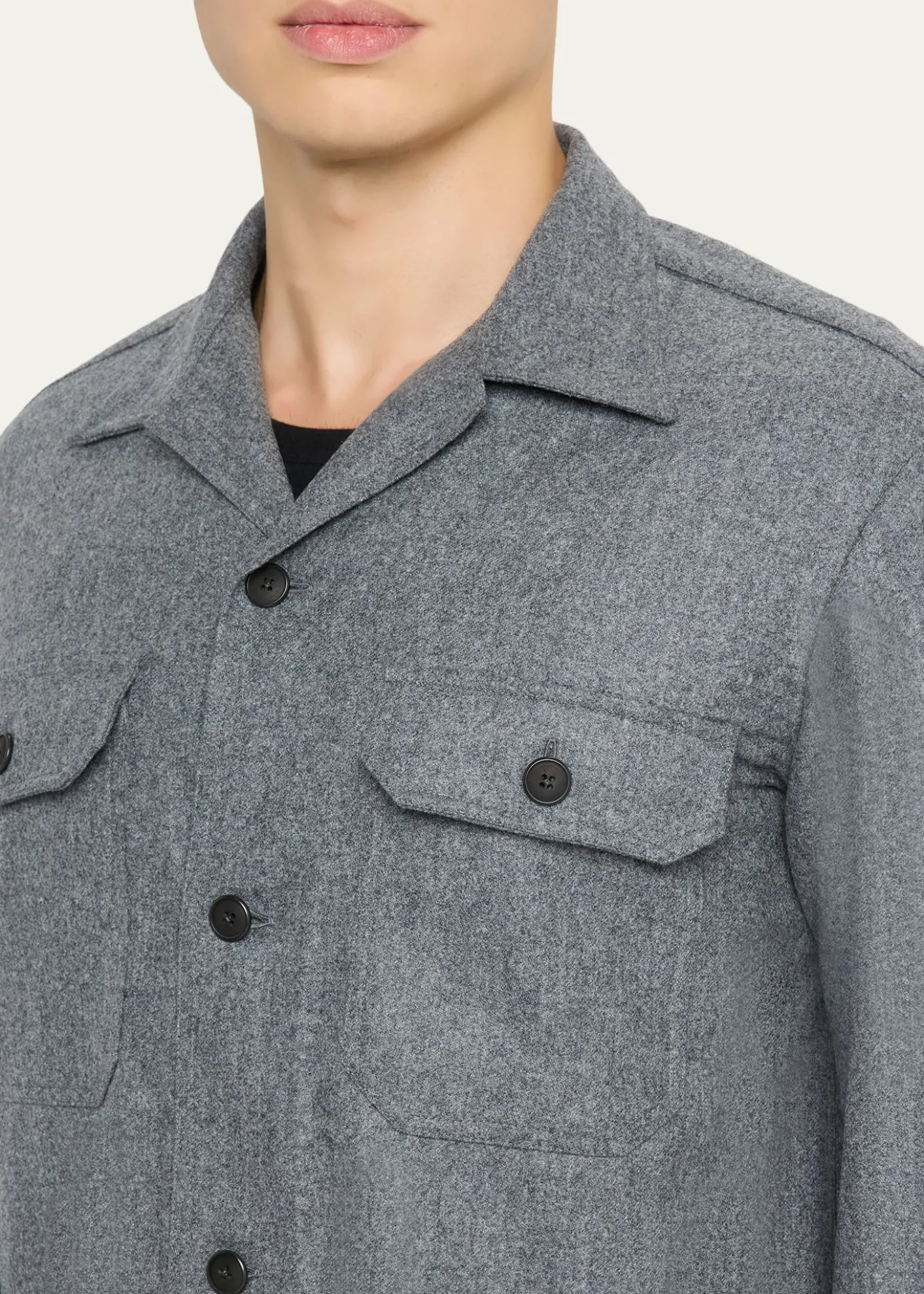 Salvatore PiccoloMen's Wool Double-Pocket Overshirt