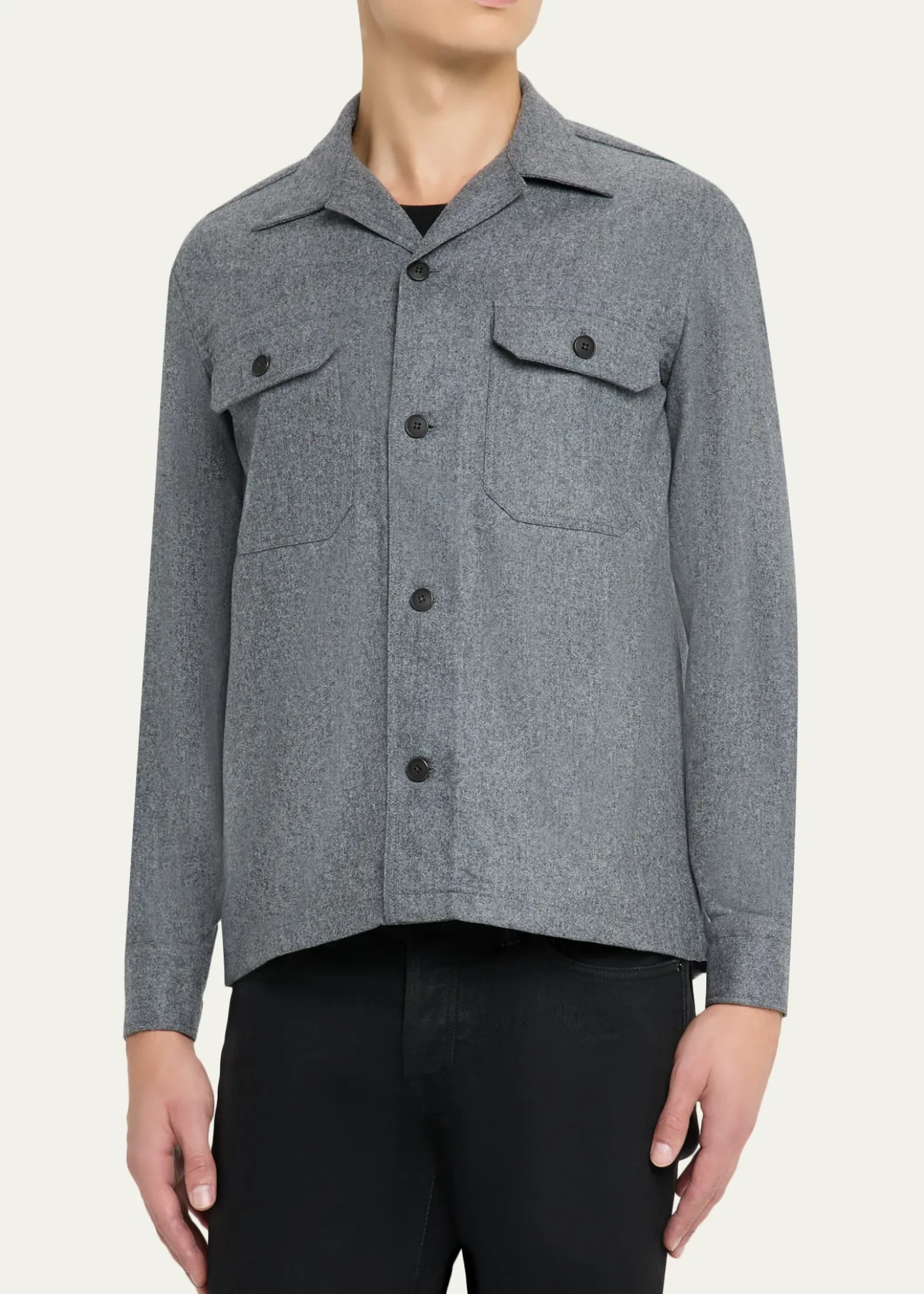 Salvatore PiccoloMen's Wool Double-Pocket Overshirt