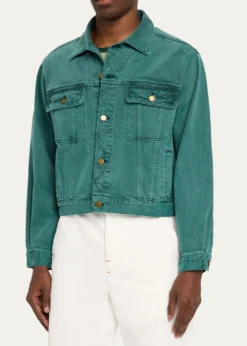 SanderlakMen's Cropped Washed Denim Jacket