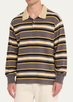 SanderlakMen's Rugby Striped Polo Shirt