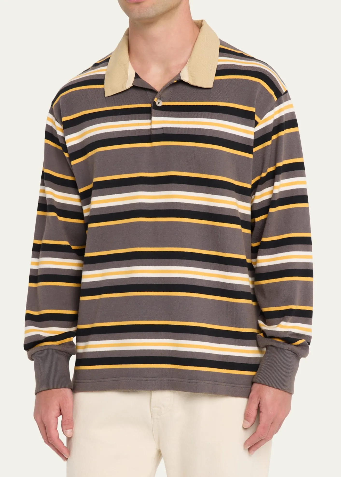 SanderlakMen's Rugby Striped Polo Shirt