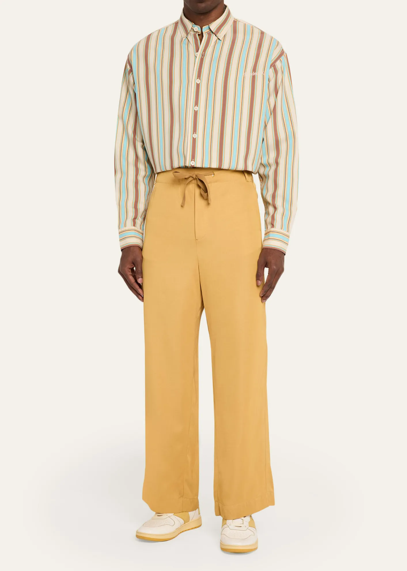 SanderlakMen's Viscose Wide-Leg Drawstring Pants