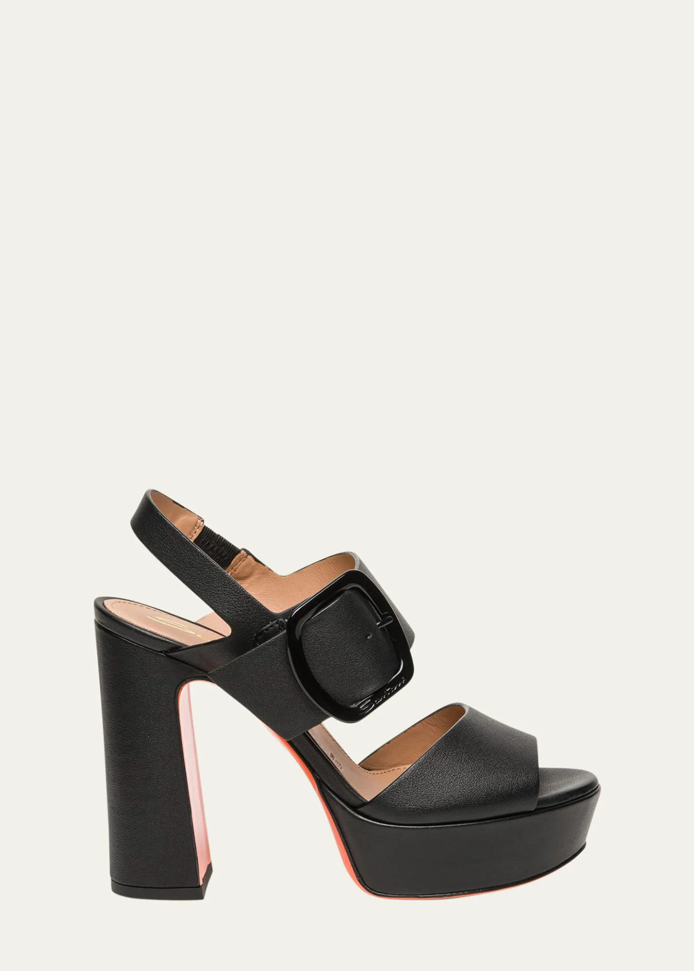SantoniBruxel Leather Buckle Platform Sandals