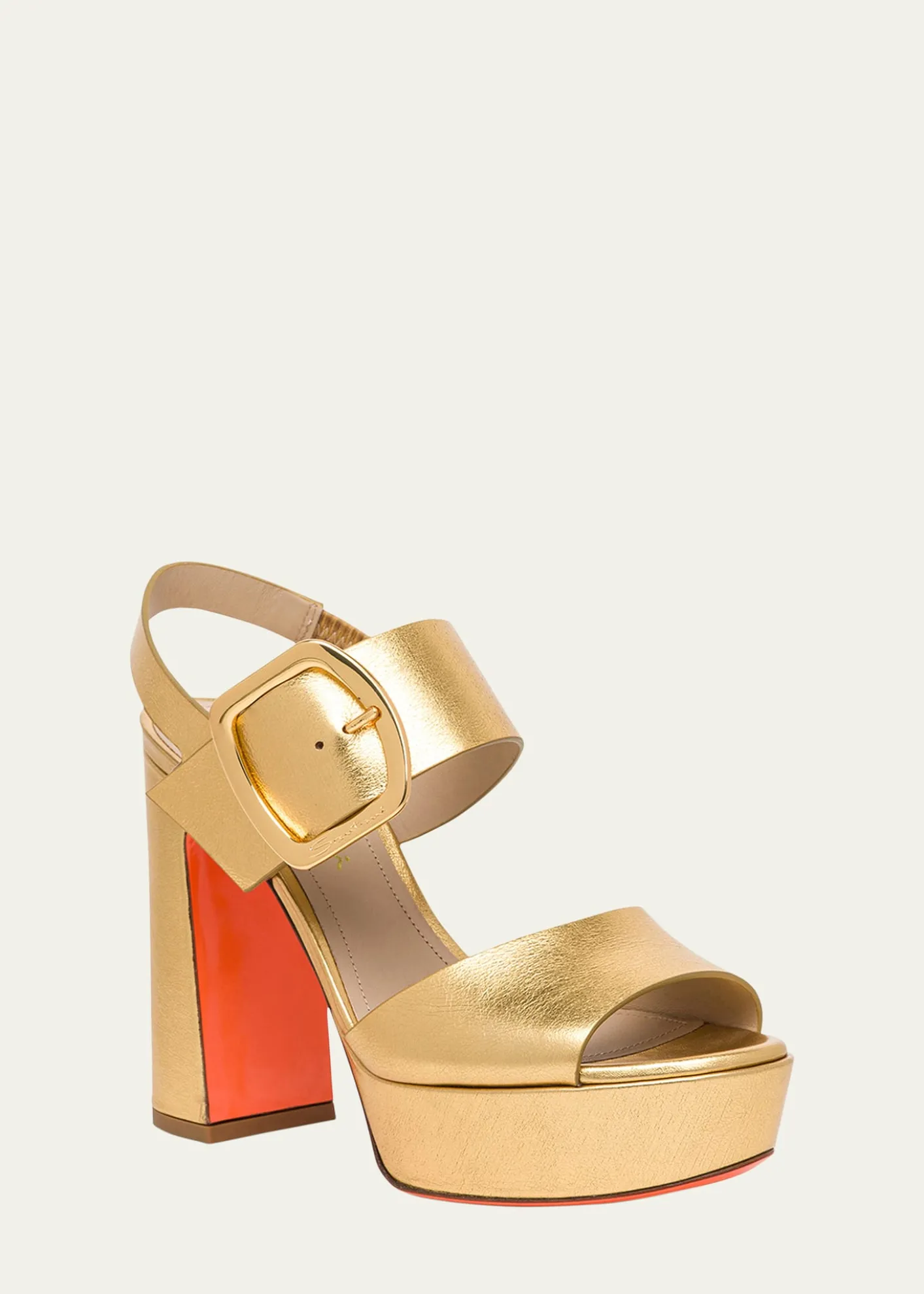 SantoniBruxel Metallic Buckle Platform Sandals