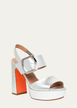 SantoniBruxel Metallic Buckle Platform Sandals