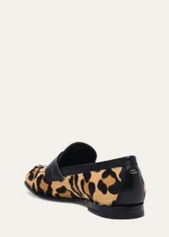 SantoniFacile Leather Leopard Penny Loafers