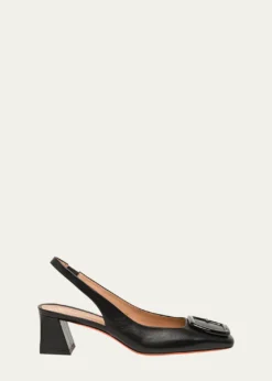 SantoniLemon Buckle Slingback Leather Pumps