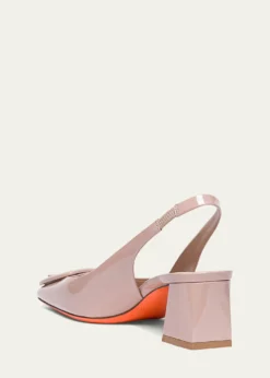 SantoniLemon Patent Buckle Slingback Pumps