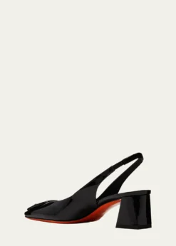 SantoniLemon Patent Buckle Slingback Pumps