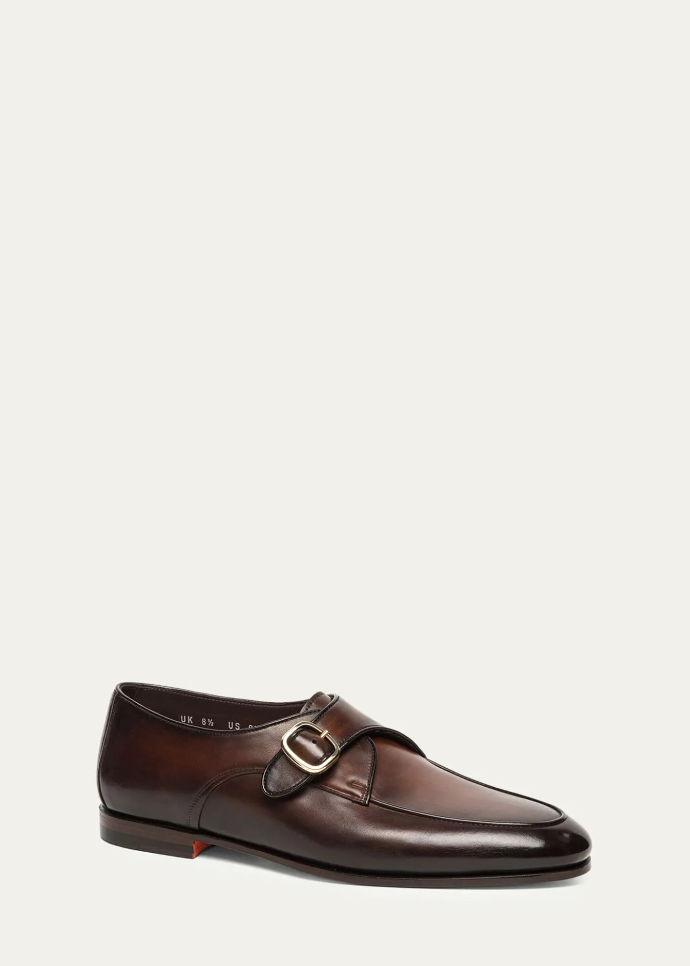 SantoniMen's Carlo Burnished Leather Single-Monk Strap Loafers