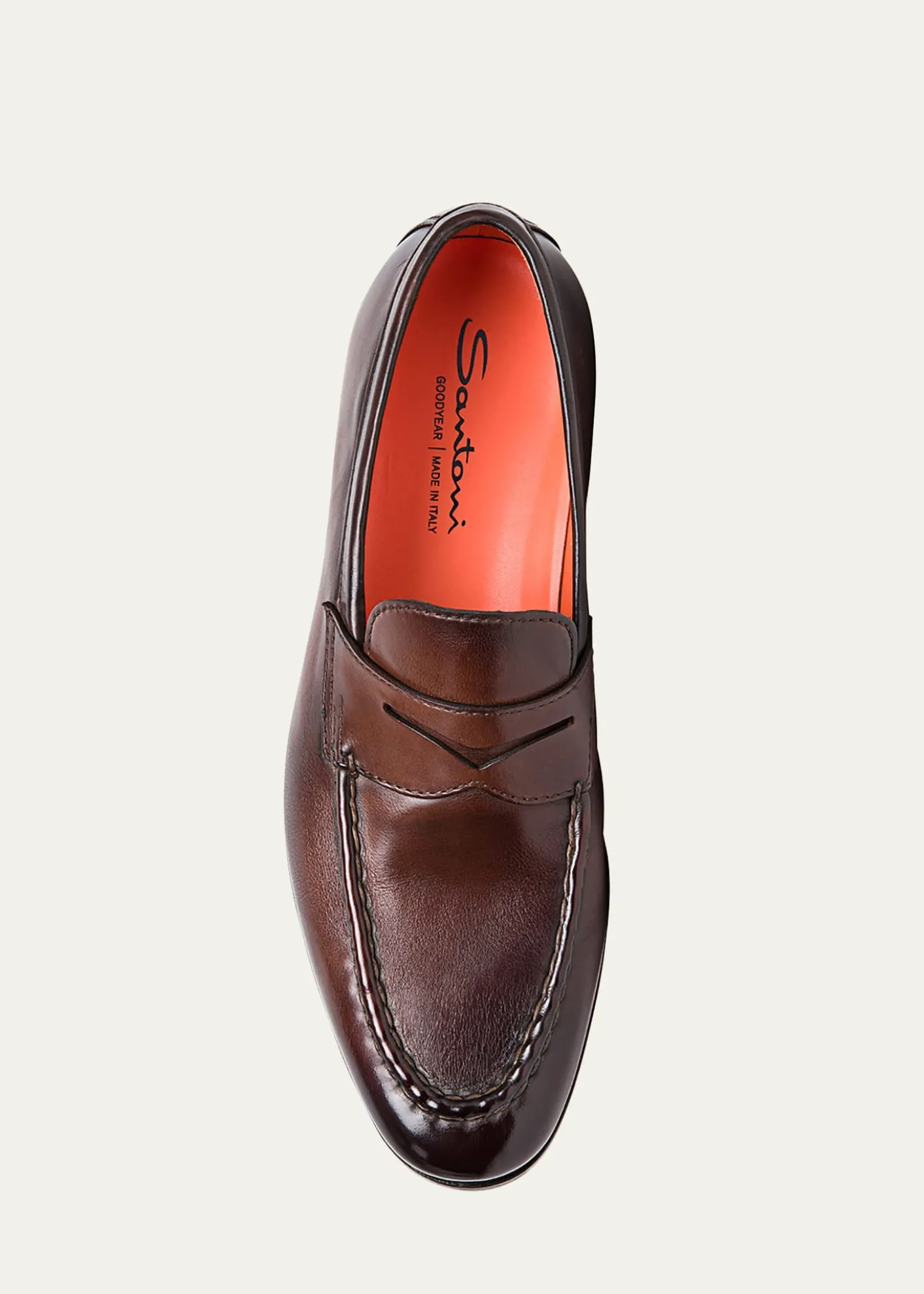 SantoniMen's Door Burnished Leather Penny Loafers