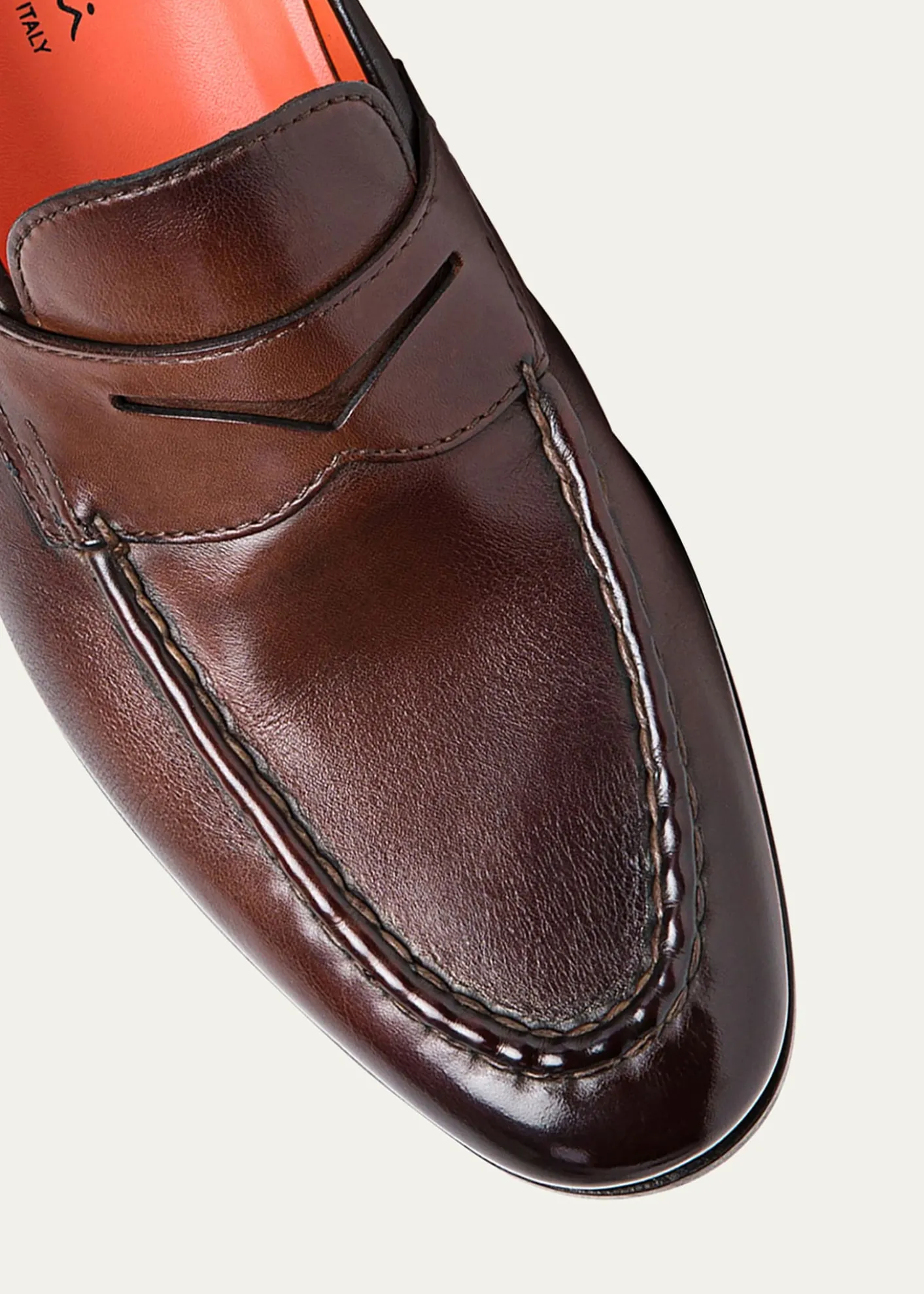 SantoniMen's Door Burnished Leather Penny Loafers