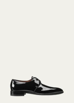 SantoniMen's Isogram Patent Leather Derby Shoes