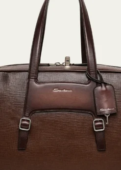 SantoniMen's Leather Weekender Duffel Bag