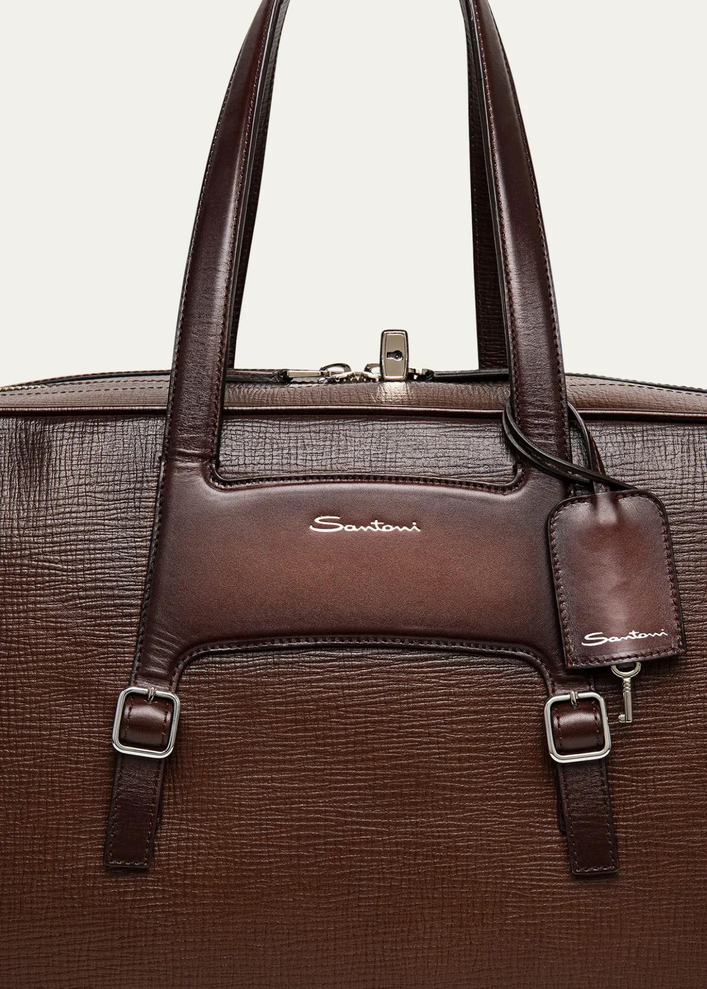 SantoniMen's Leather Weekender Duffel Bag