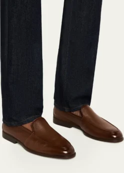 SantoniMen's Malibu Grained Leather Rubber-Sole Loafers
