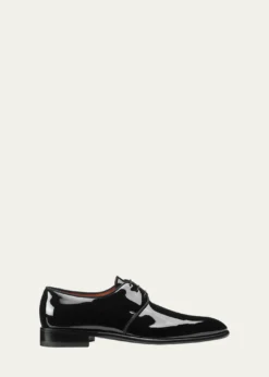 SantoniMen's Patent Leather Grosgrain-Trim Derby Shoes