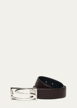 SantoniMen's Rectangle S-Buckle Reversible Leather Belt