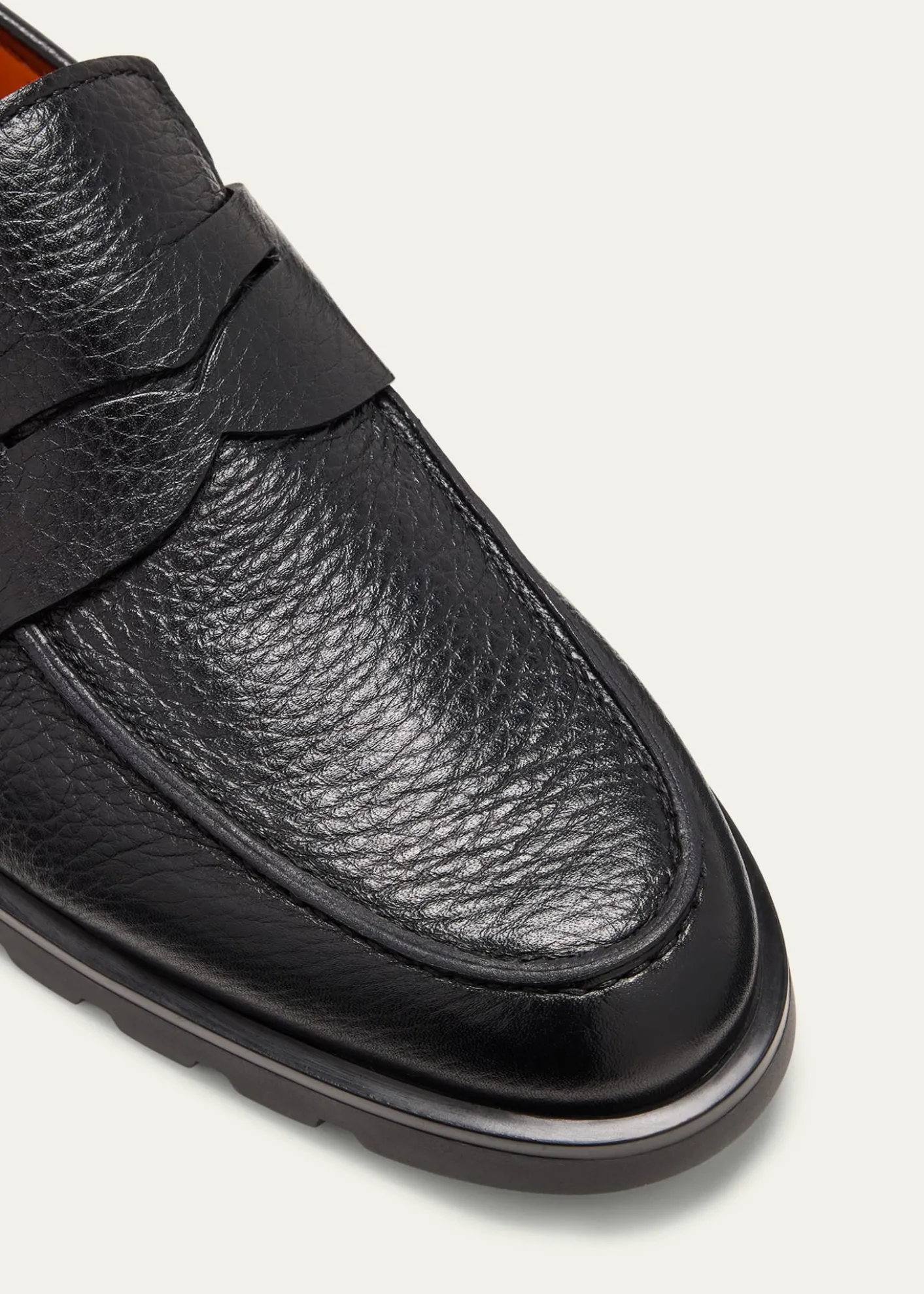 SantoniMen's Rock Deerskin Lug-Sole Penny Loafers