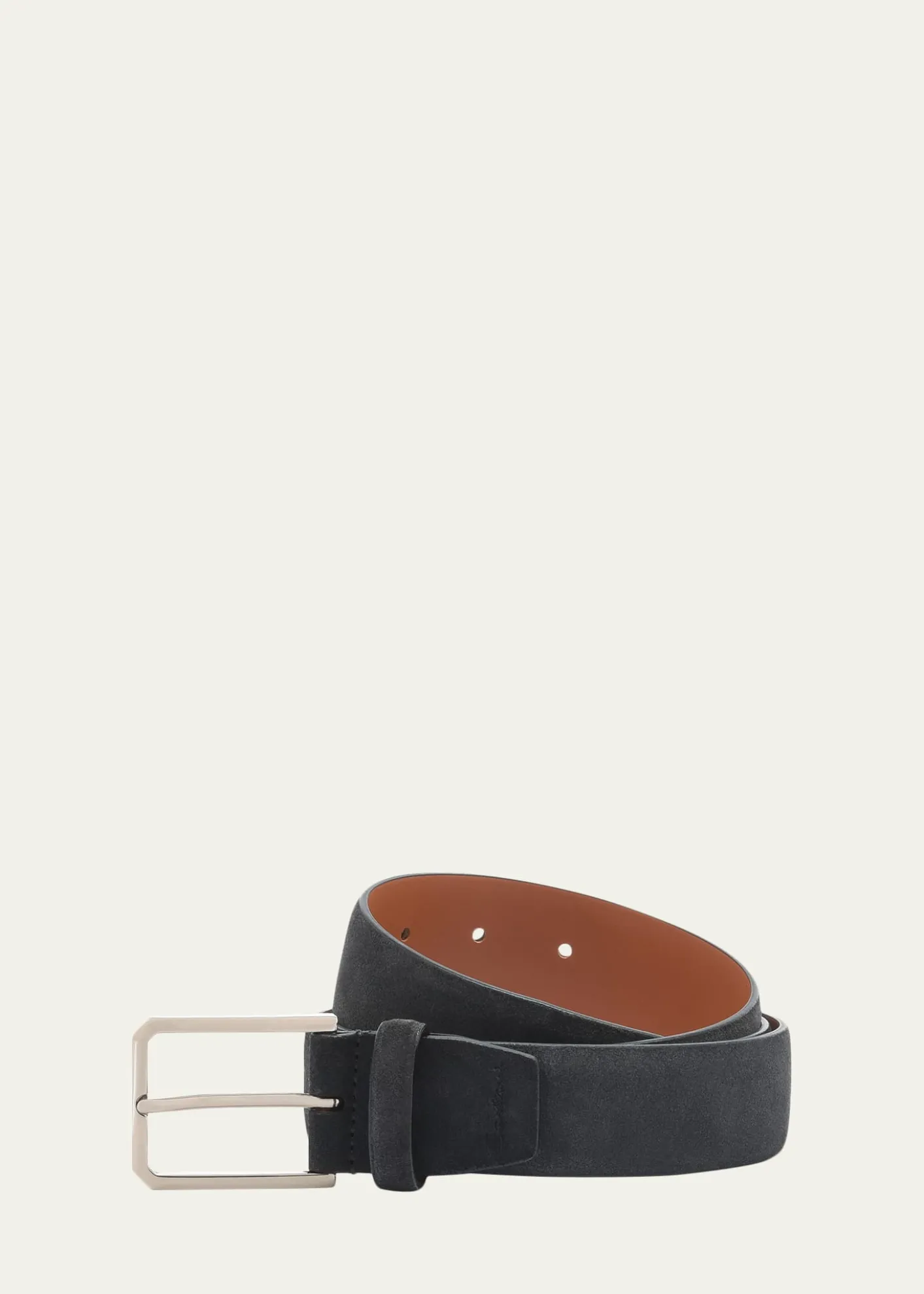 SantoniMen's Square-Buckle Suede Belt