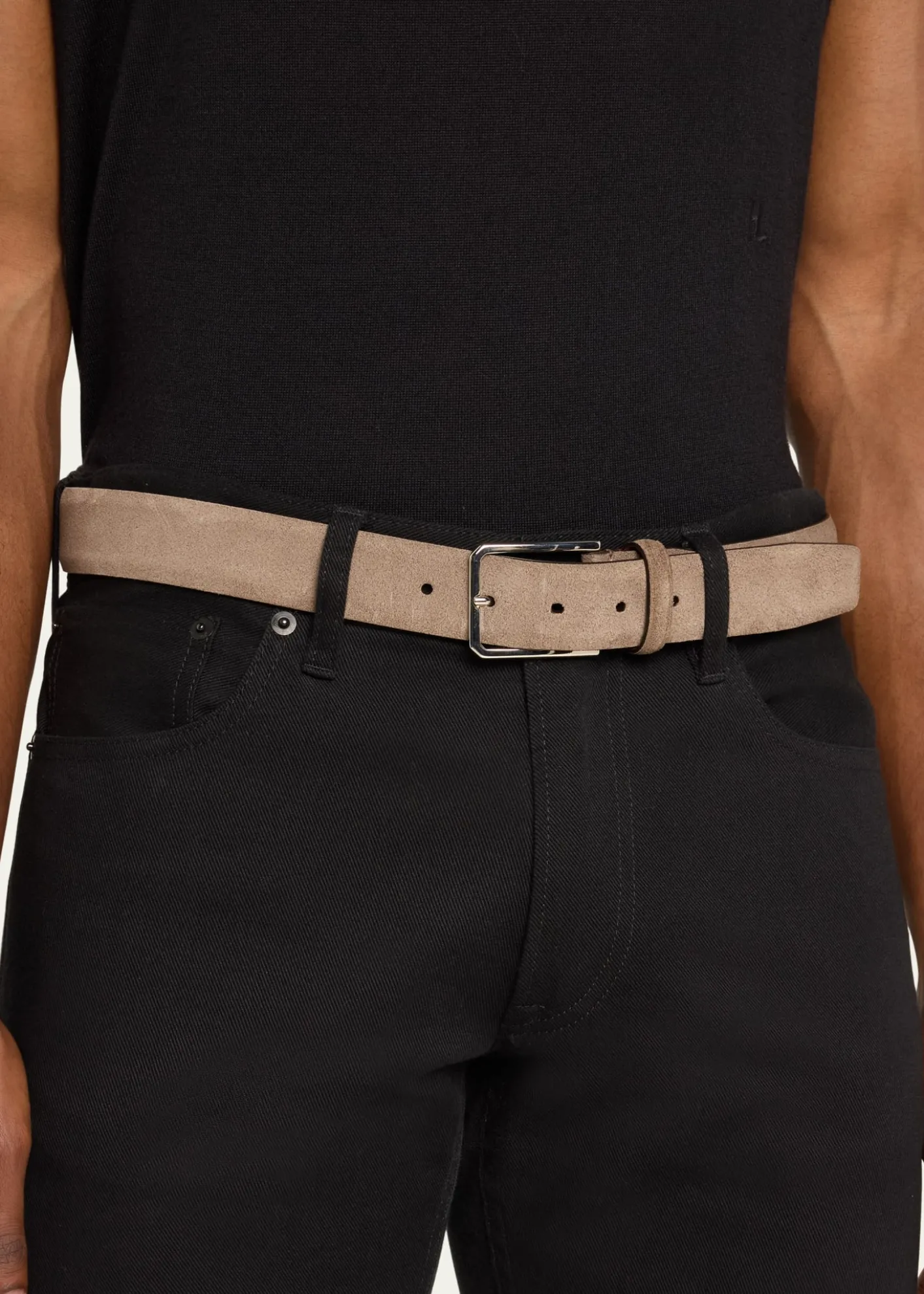SantoniMen's Suede Square-Buckle Belt