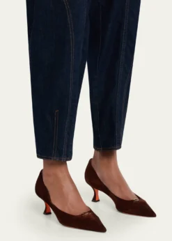 Santoni55mm Sabine Suede Buckle Pumps