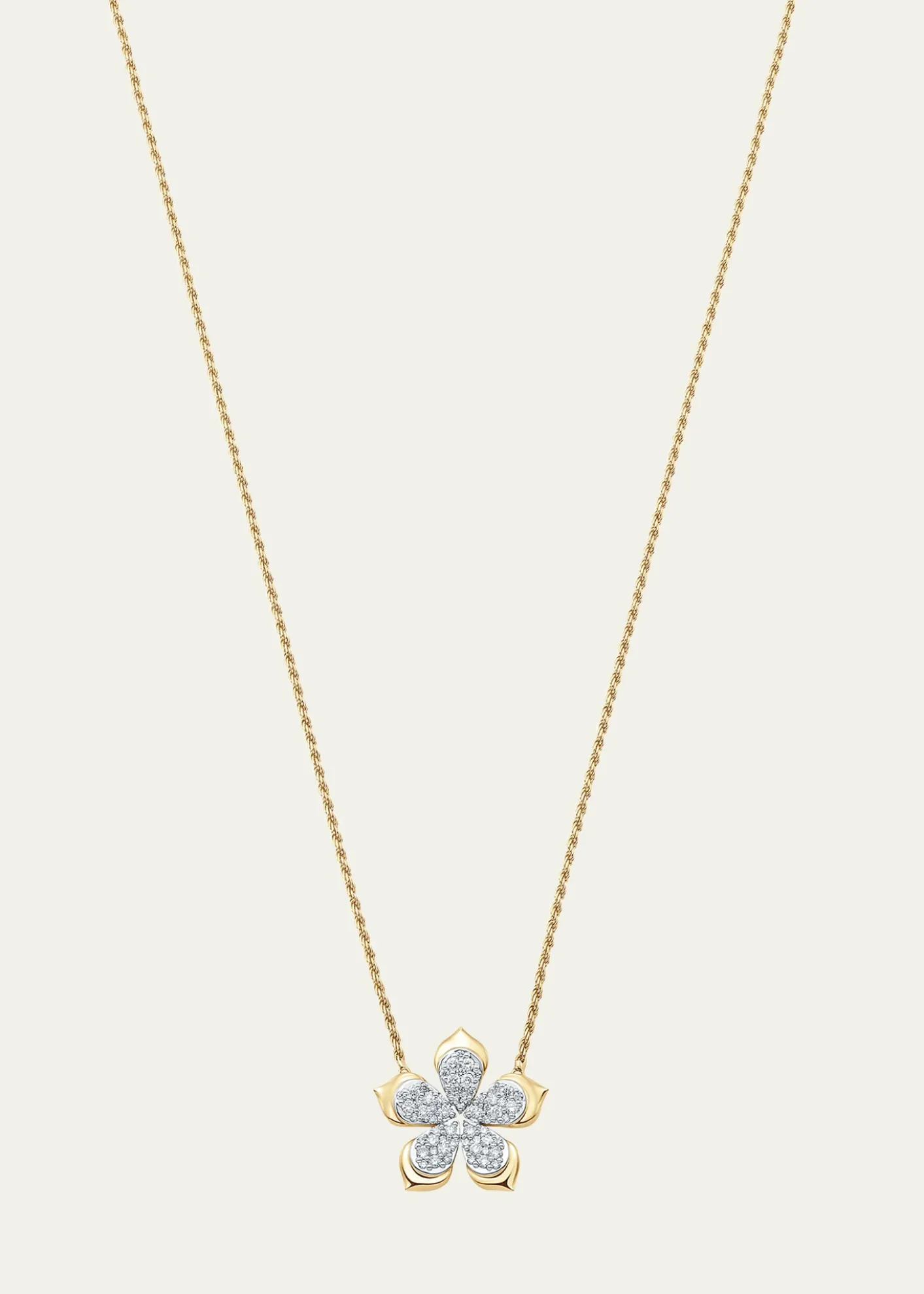 Sara Weinstock18K Two-Tone Gold Lierre Pear Diamond Flower Station Necklace