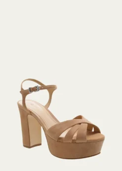 SchutzKeefa Nubuck Ankle-Strap Platform Sandals