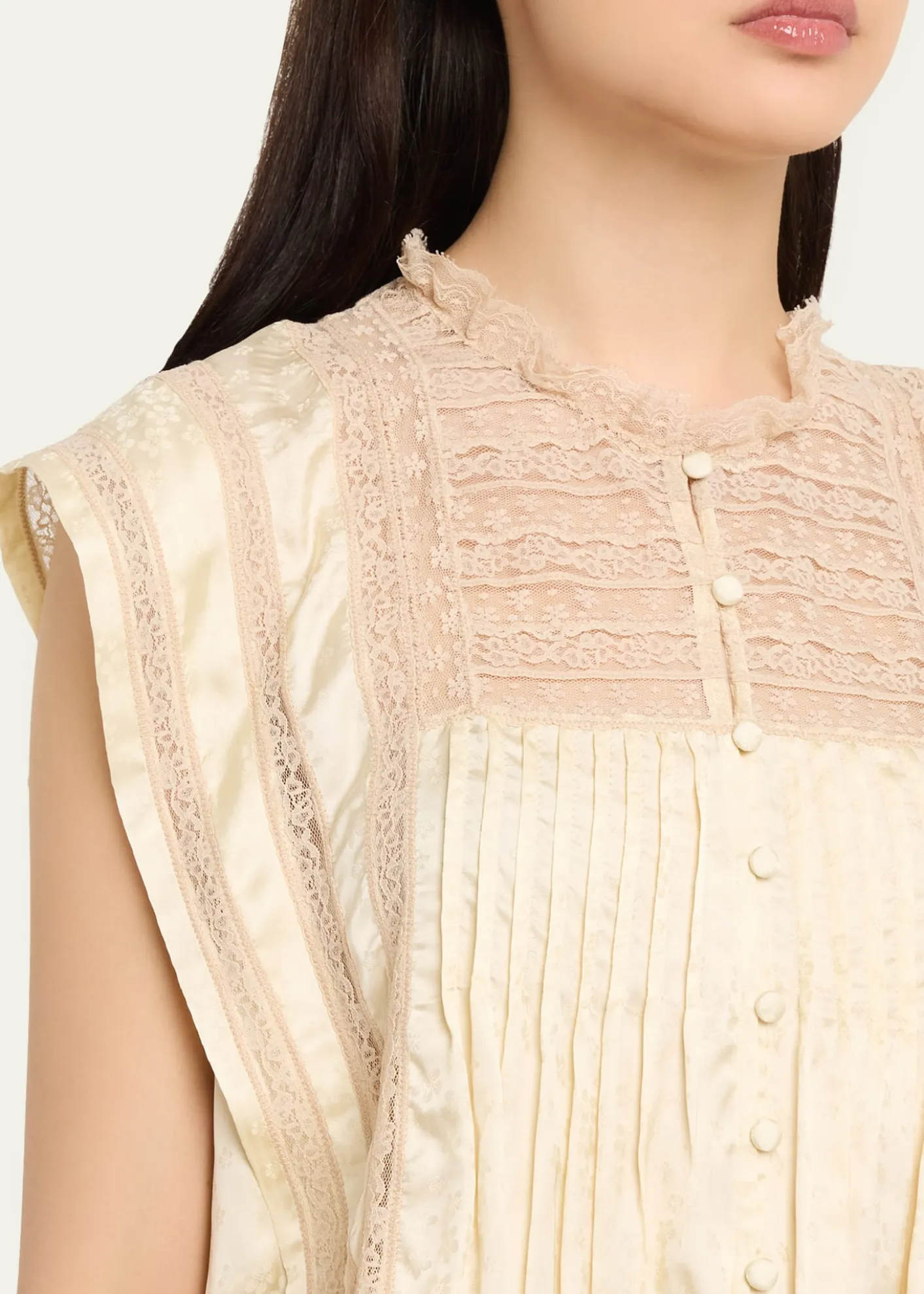 SeaEthel Lace-Embroidered Satin Top