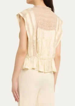 SeaEthel Lace-Embroidered Satin Top