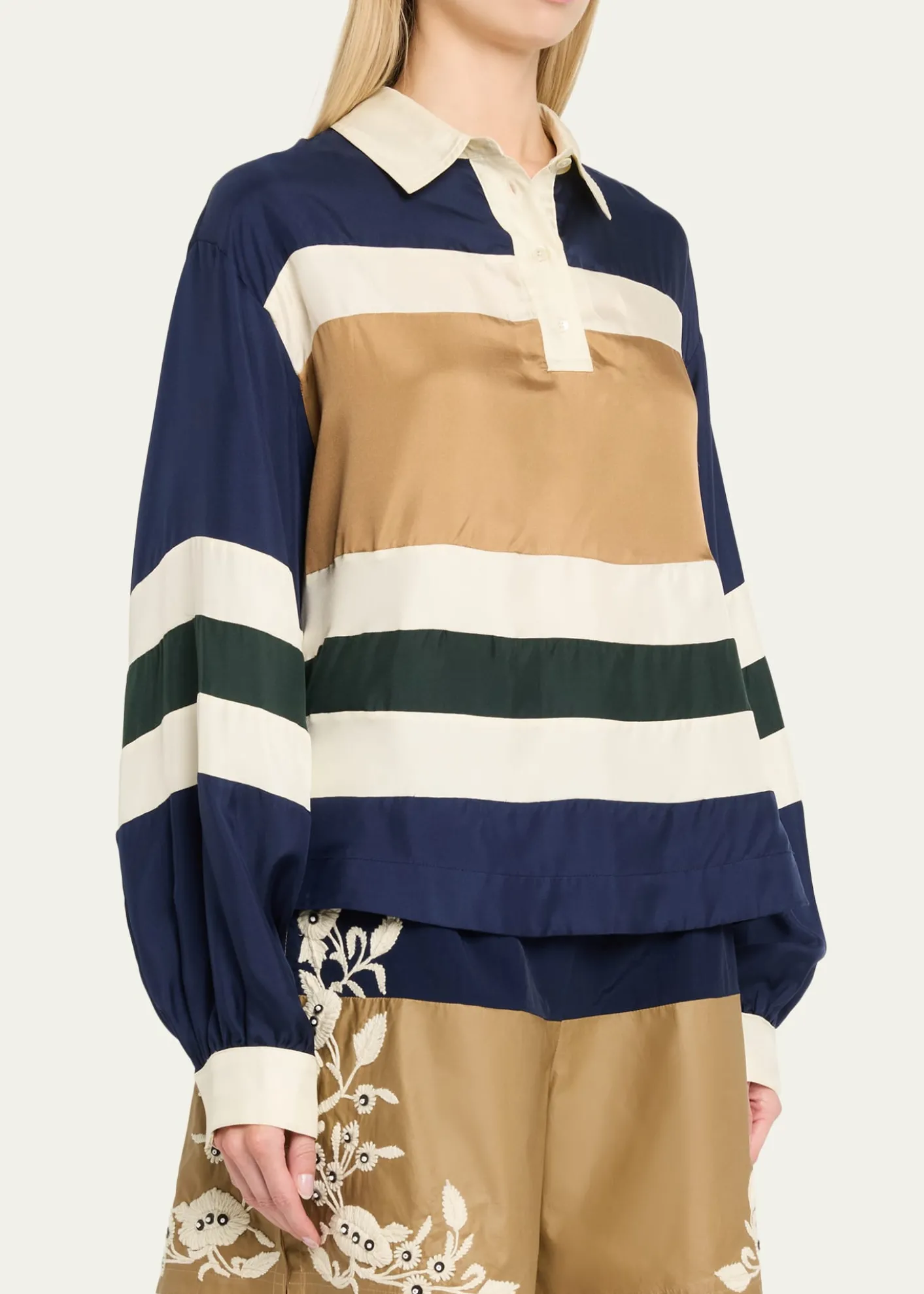 SeaJuliet Stripe Long-Sleeve Polo