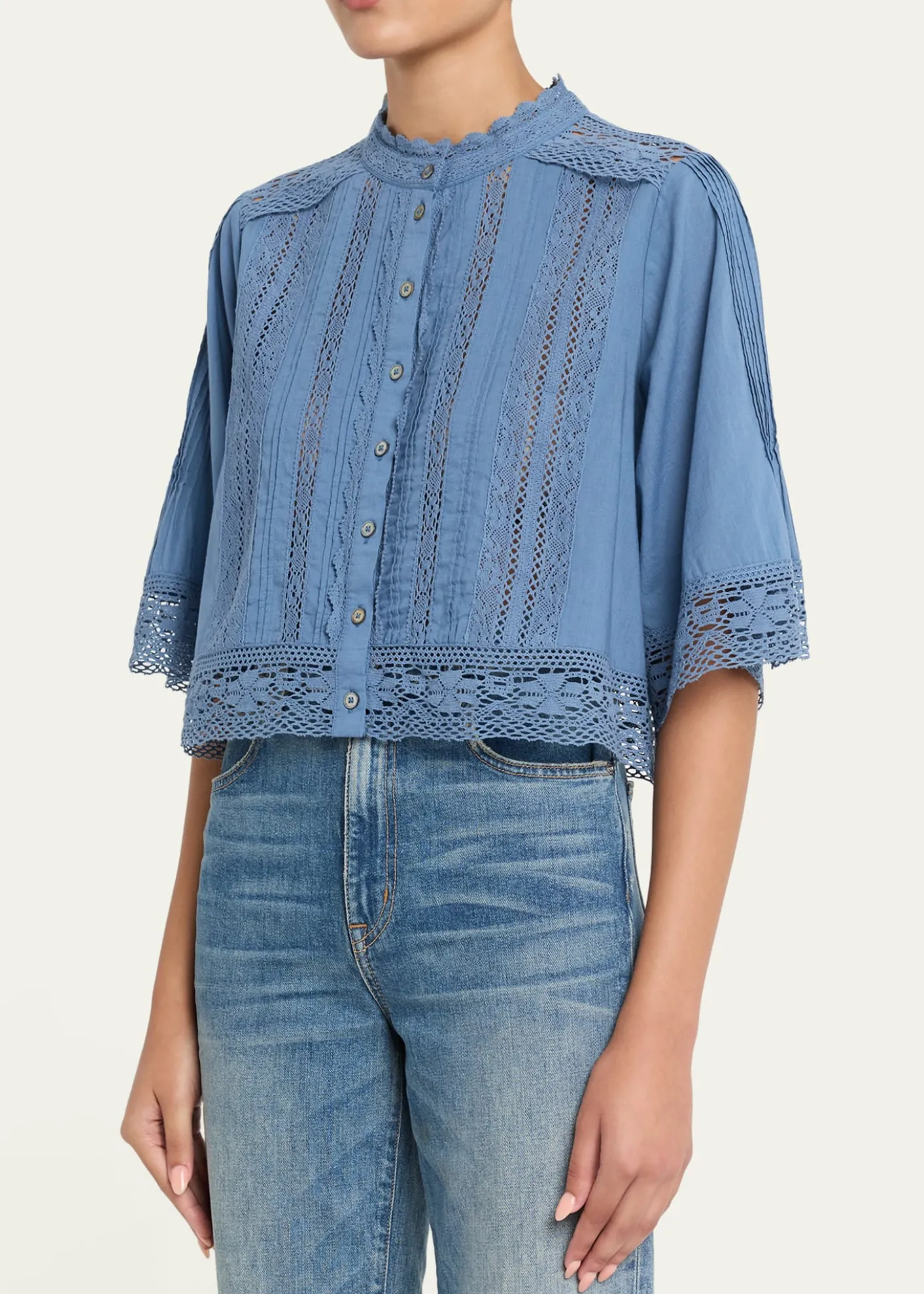 SeaPippa Embroidered Short-Sleeve Blouse