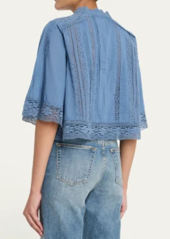SeaPippa Embroidered Short-Sleeve Blouse