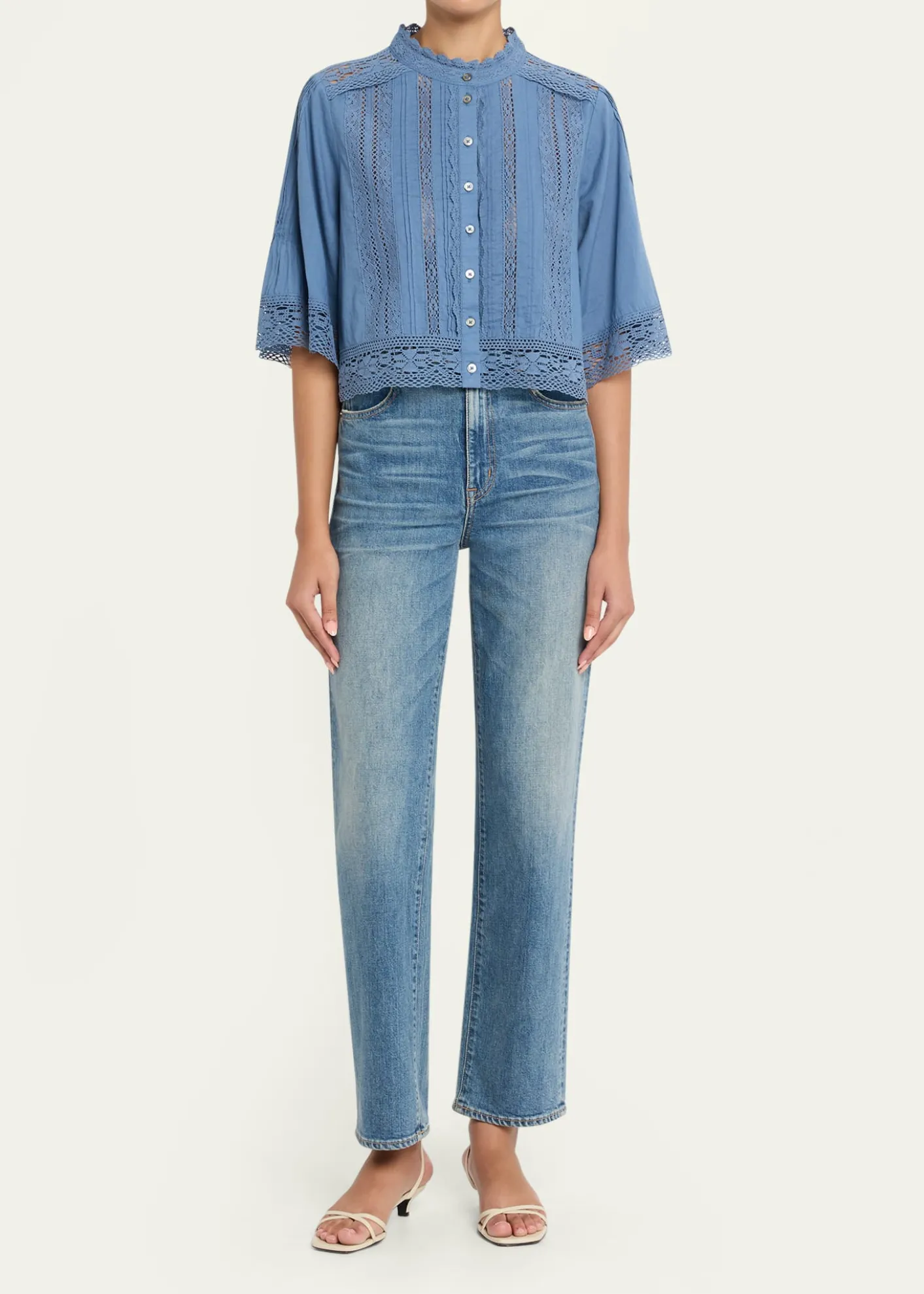 SeaPippa Embroidered Short-Sleeve Blouse