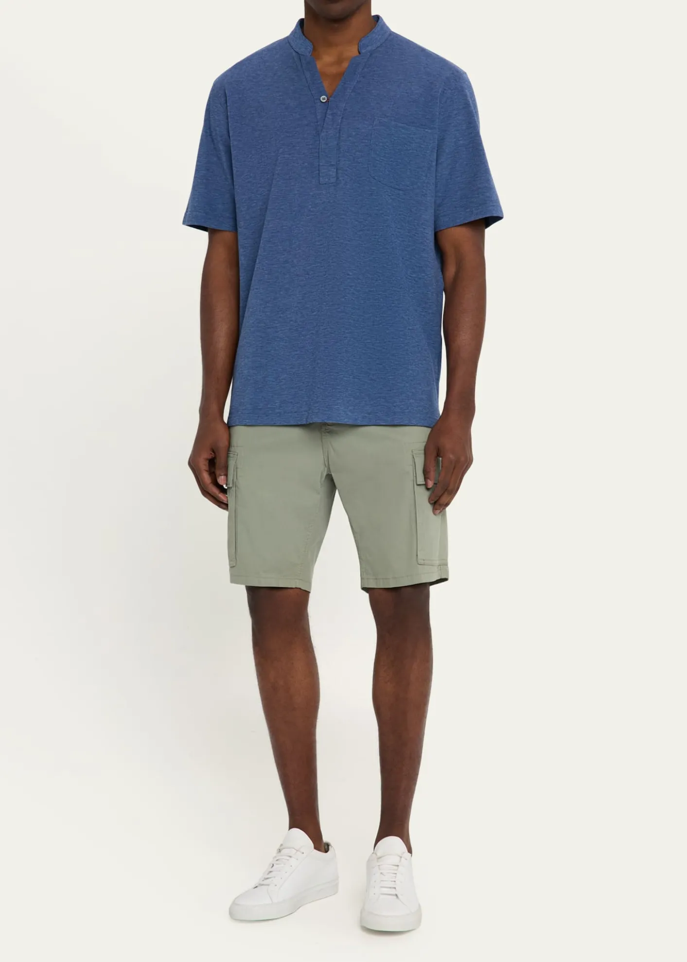 SeaseMen's Fish Tail V-Neck Pocket Polo Shirt
