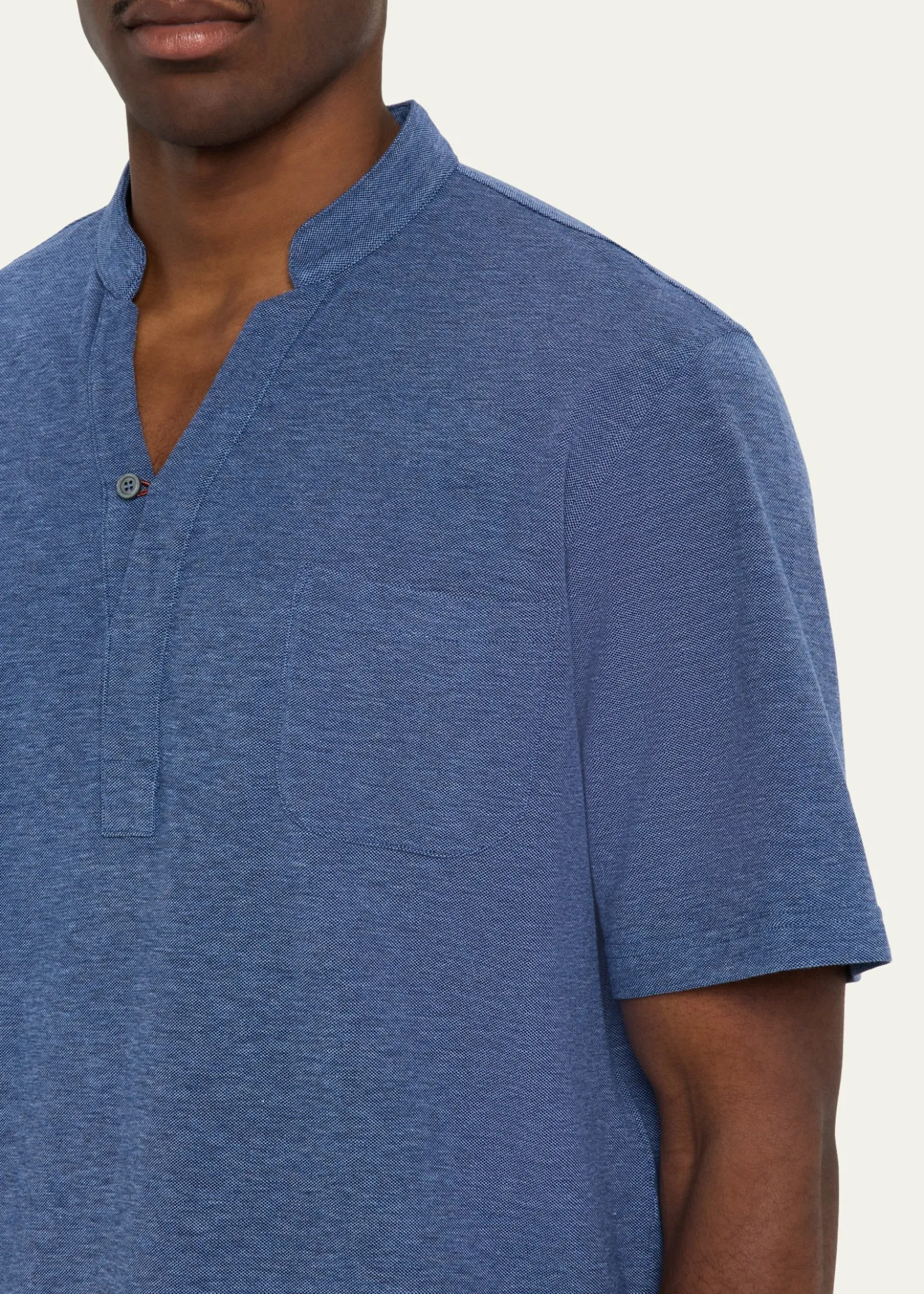 SeaseMen's Fish Tail V-Neck Pocket Polo Shirt