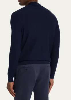 SeaseMen's Herringbone Johnny-Collar Polo Sweater
