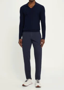 SeaseMen's Herringbone Johnny-Collar Polo Sweater