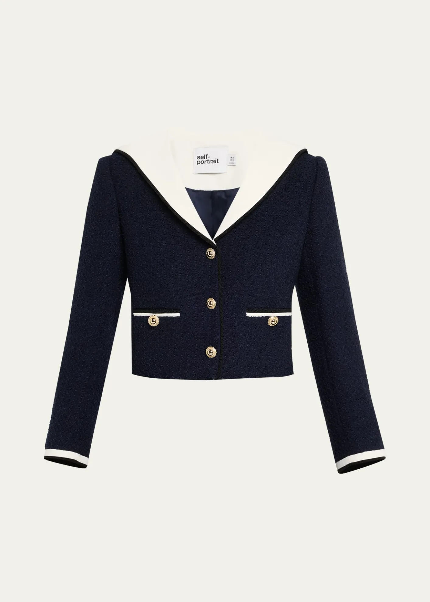 Self-PortraitBoucle Contrast Collar Jacket