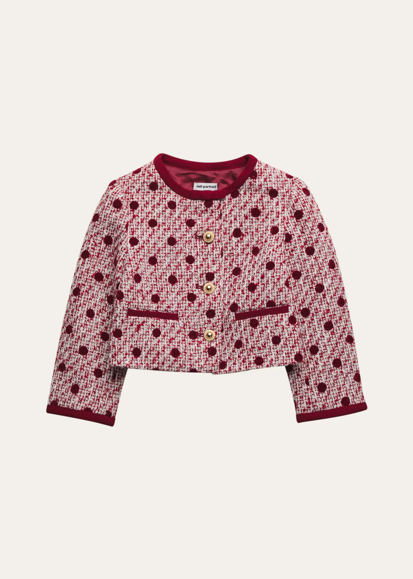 Self-PortraitGirl's Polka-Dot Bouclé Jacket, Size 3-12