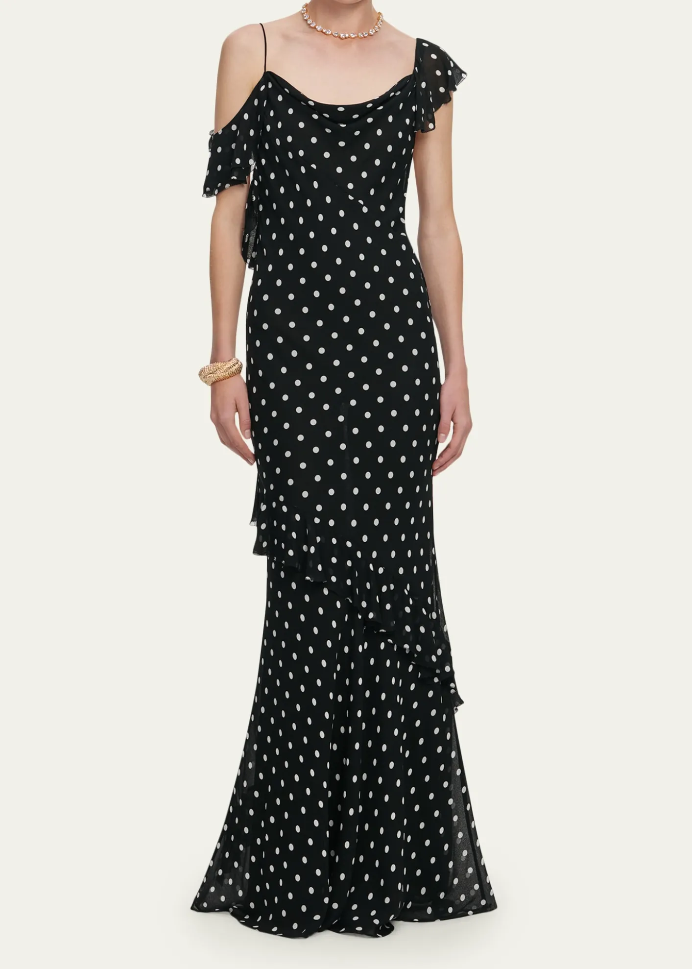 Self-PortraitPolka Dot Georgette Maxi Dress